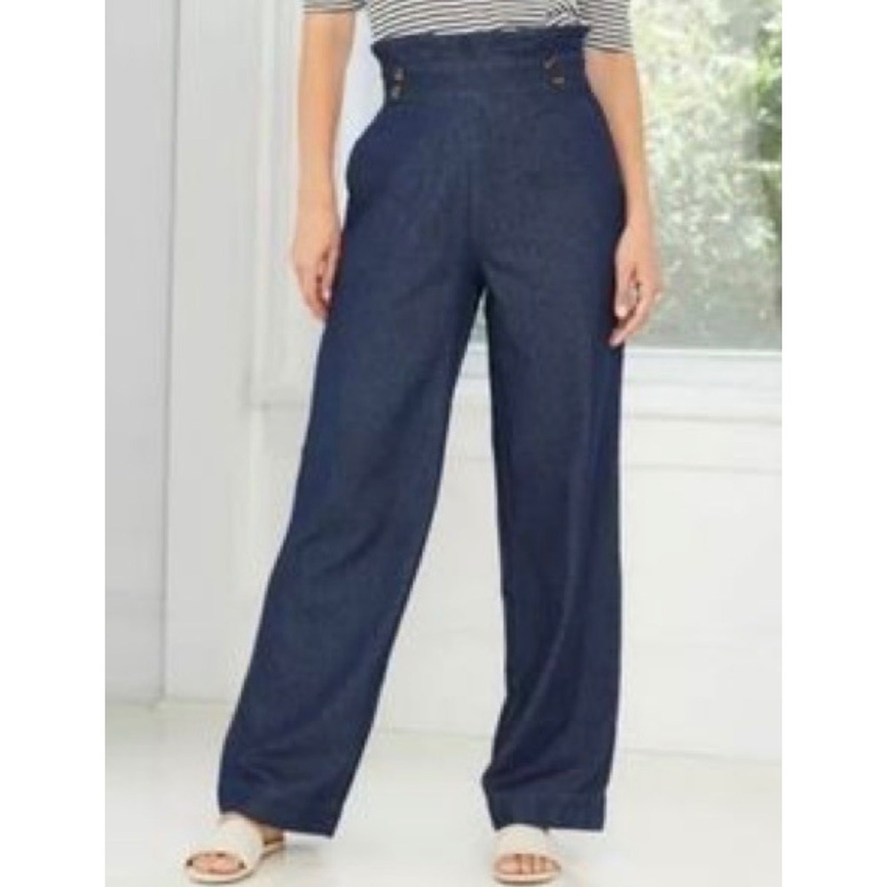 Who What Wear Womens 16 Dark Wash Denim High Rise Wide Leg Crop Pants NWT